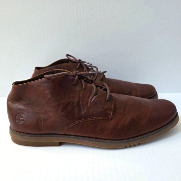 Timberland Chukka Boots Mens 11.5 Brown Leather Yorkdale Lace Up Ortholite A22GK - Picture 7 of 14